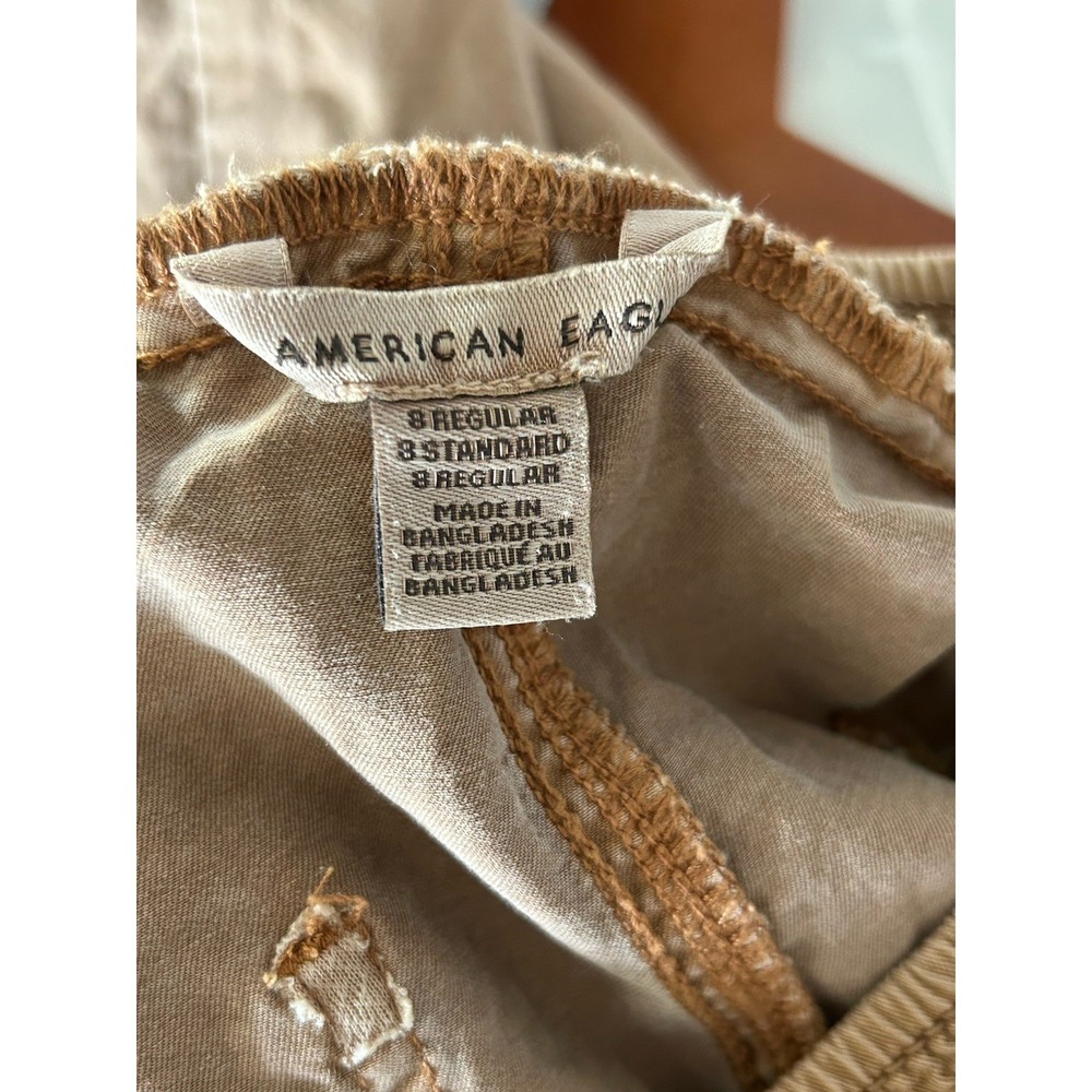 American Eagle Jogger Pants Women's 8 Tan Stretch Elastic Waist Drawstring - Picture 5 of 6